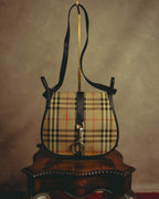 “Burberrys” 80’s-90’s Shadow horse check saddle shoulder bag