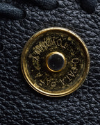 "YVES SAINT LAURENT" Hand stitched design trapezoid leather bag