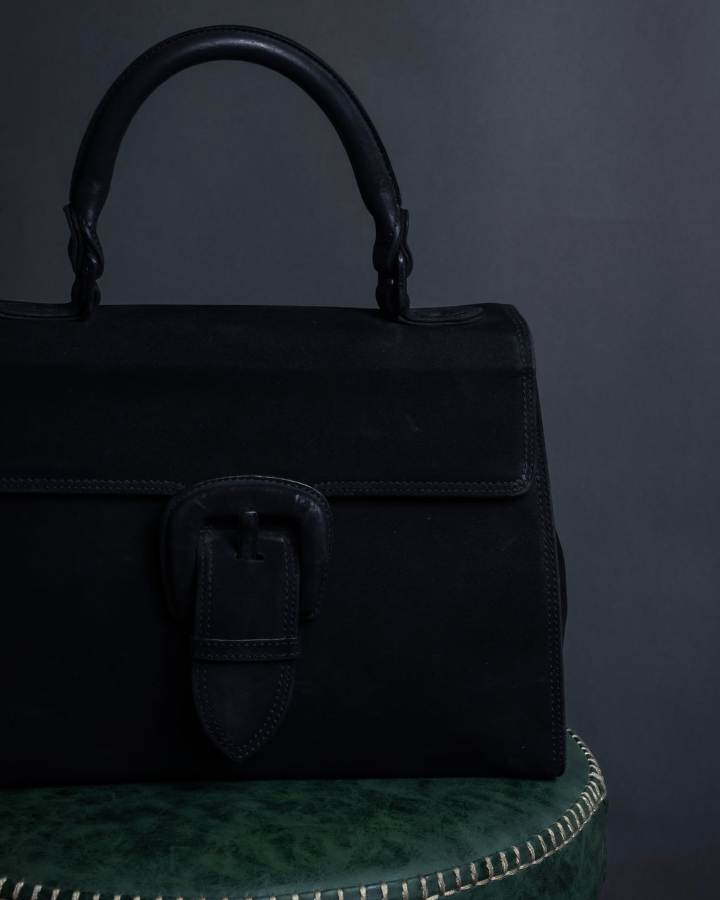 "JEAN PAUL GAULTIER" Front clasp design suede leather hand bag