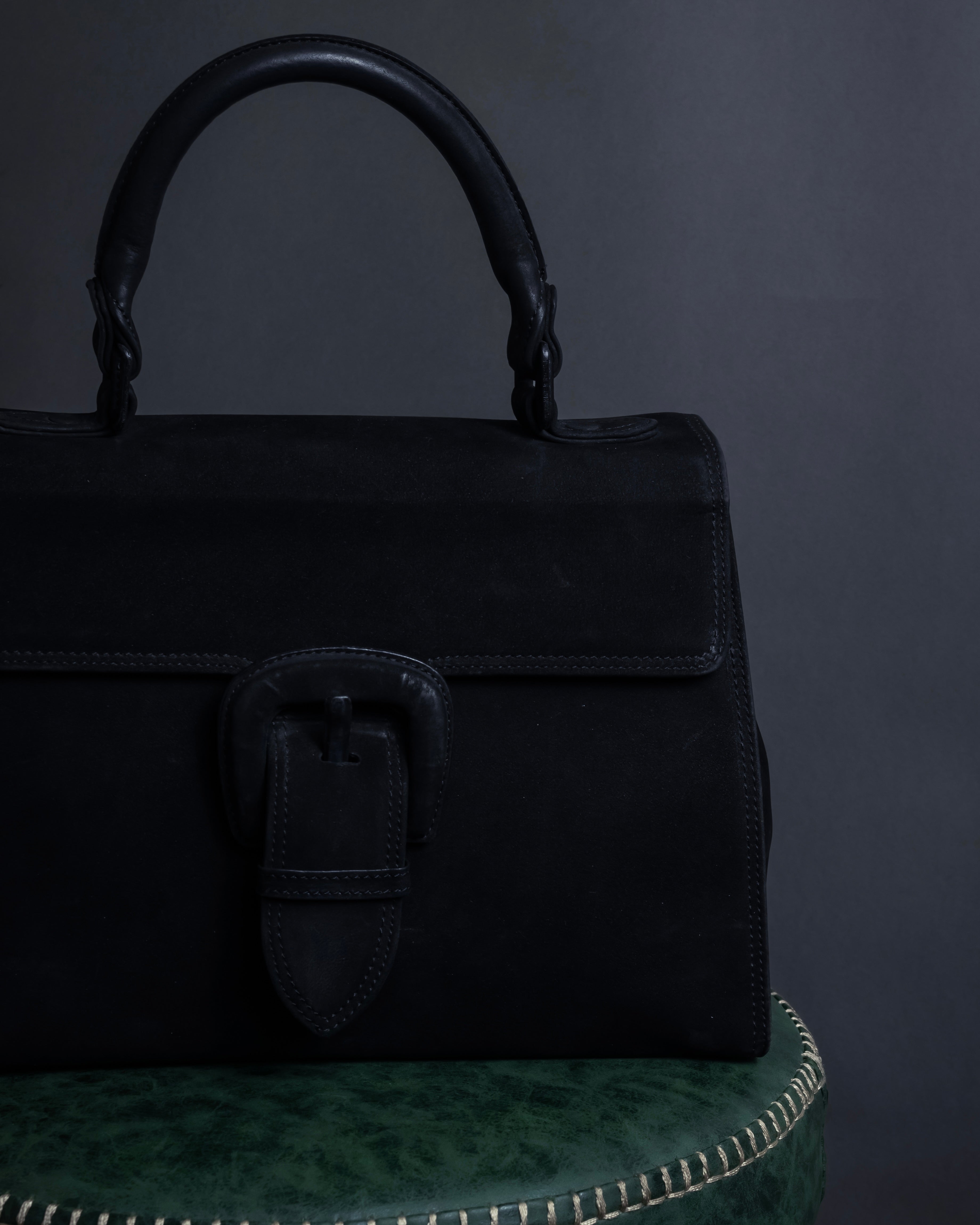 "JEAN PAUL GAULTIER" Front clasp design suede leather hand bag