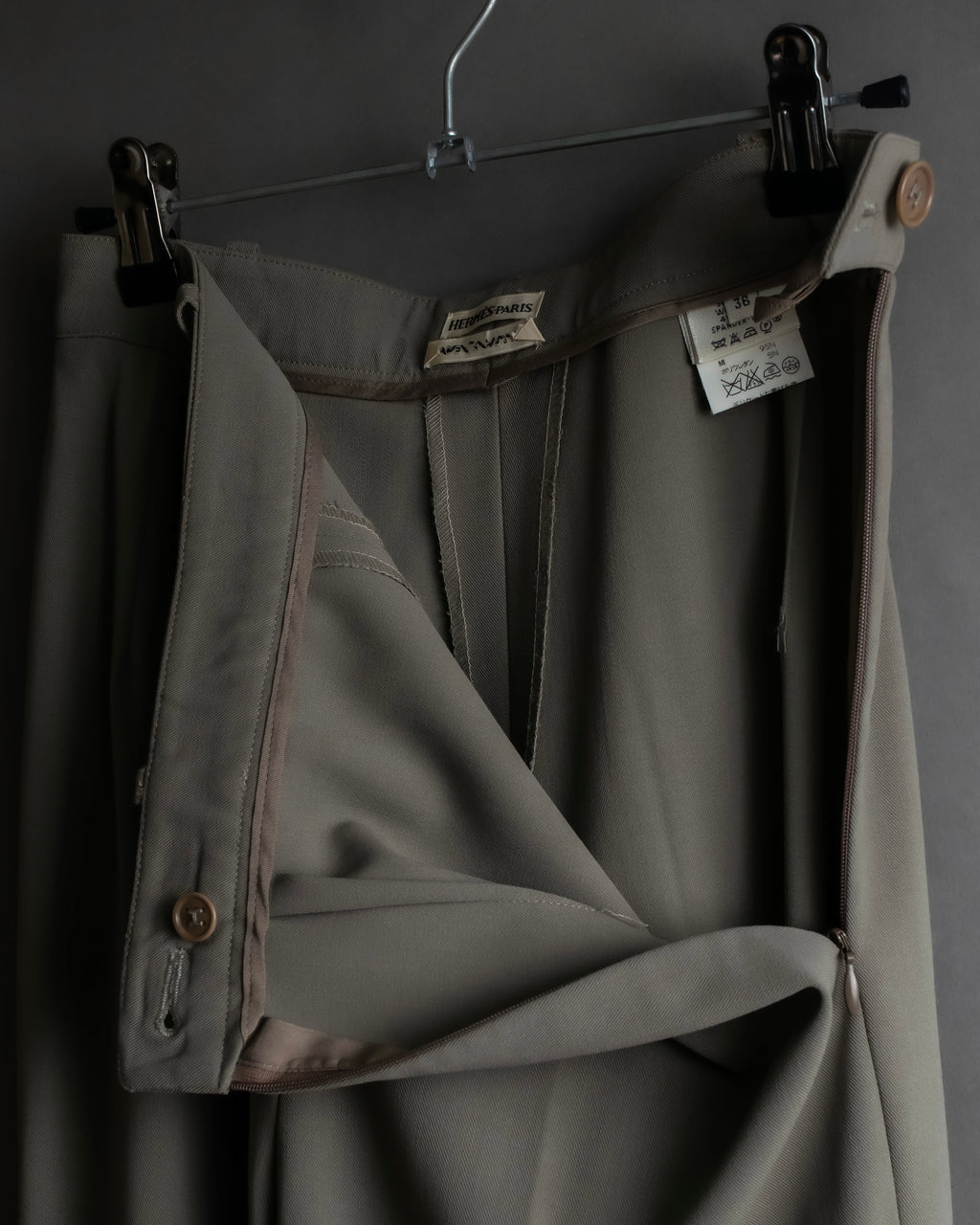 "HERMES" Margiela period silk wide straight slacks