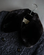 "Valentino Garavani" Fur collar boucle wool mid-length coat