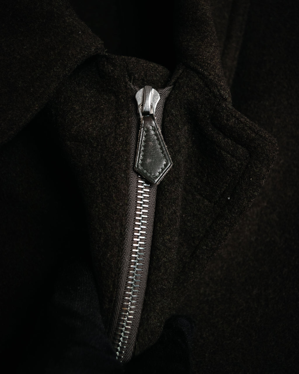 –SPECIAL– “HERMES” 90’s-00’s Concealed placket wool zip coat