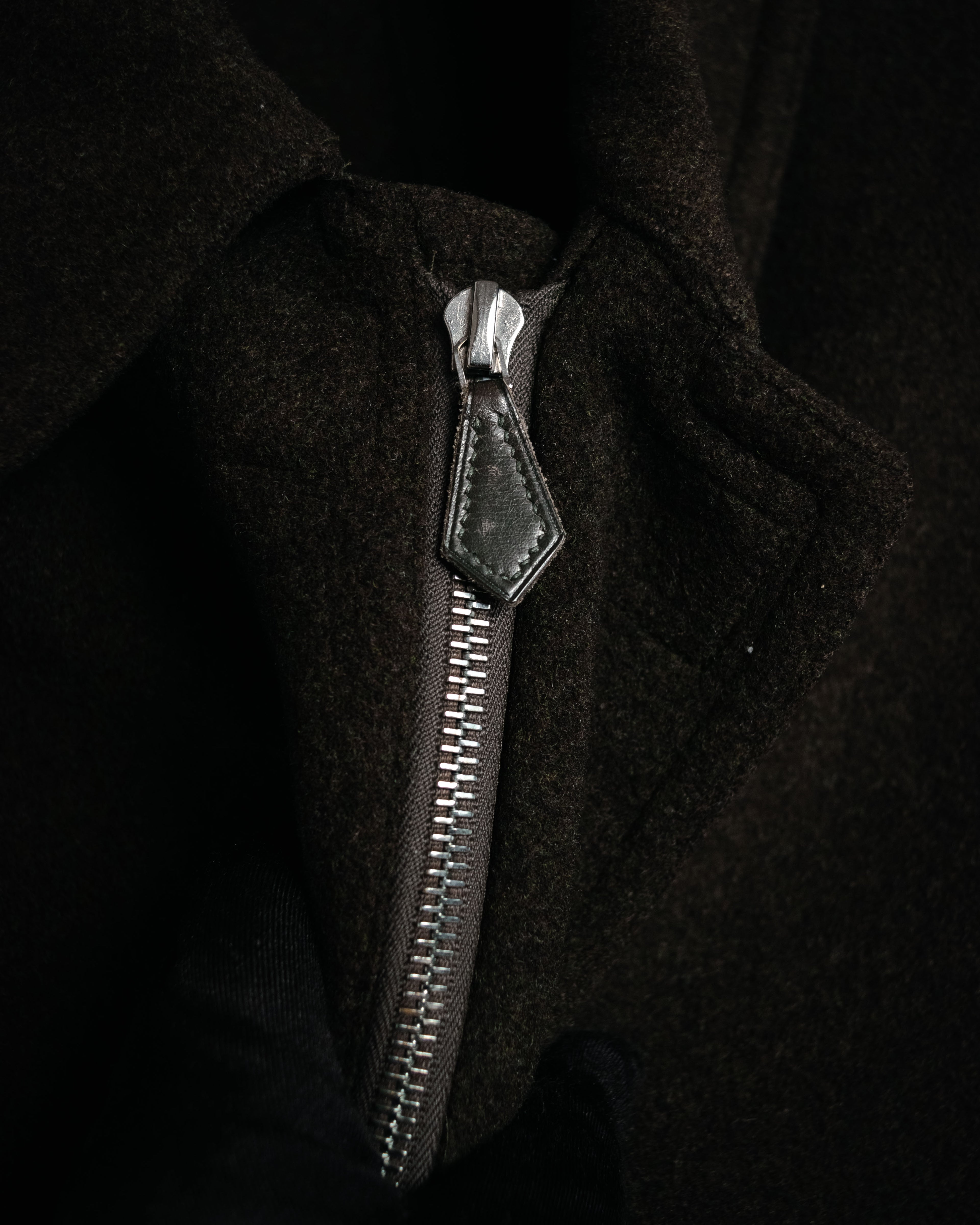 –SPECIAL– “HERMES” 90’s-00’s Concealed placket wool zip coat