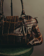 "Salvatore Ferragamo" 00's-10's Glossy crocodile embossed leather handbag