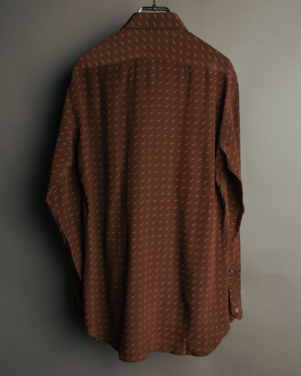 “GUCCI” 70’s horsebit monogram silk shirt