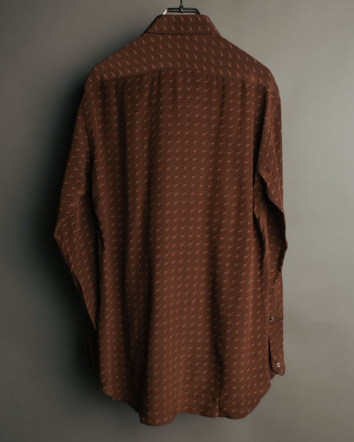 “GUCCI” 70’s horsebit monogram silk shirt