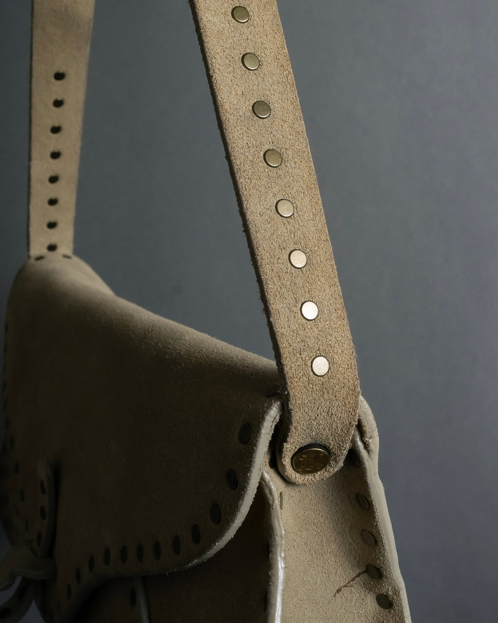 "CELINE" Studs design suede leather shoulder bag