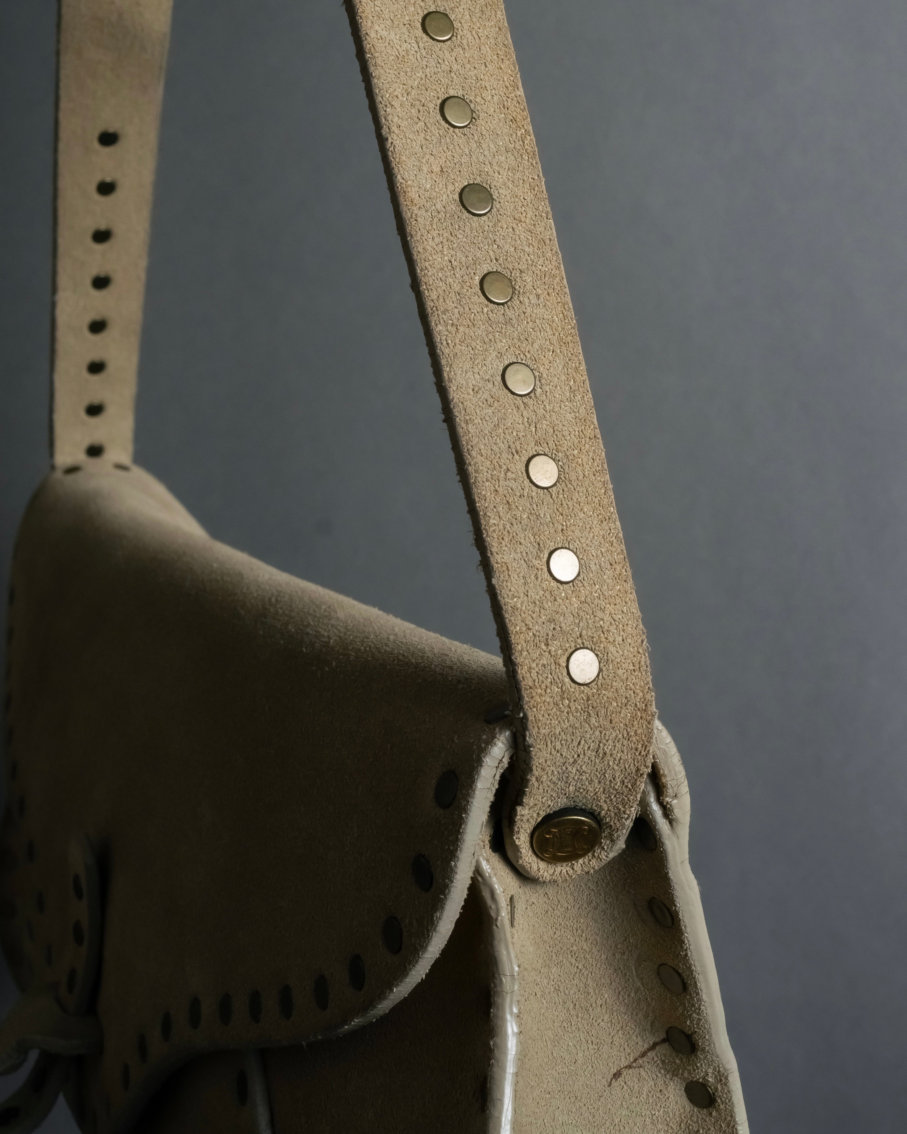 "CELINE" Studs design suede leather shoulder bag