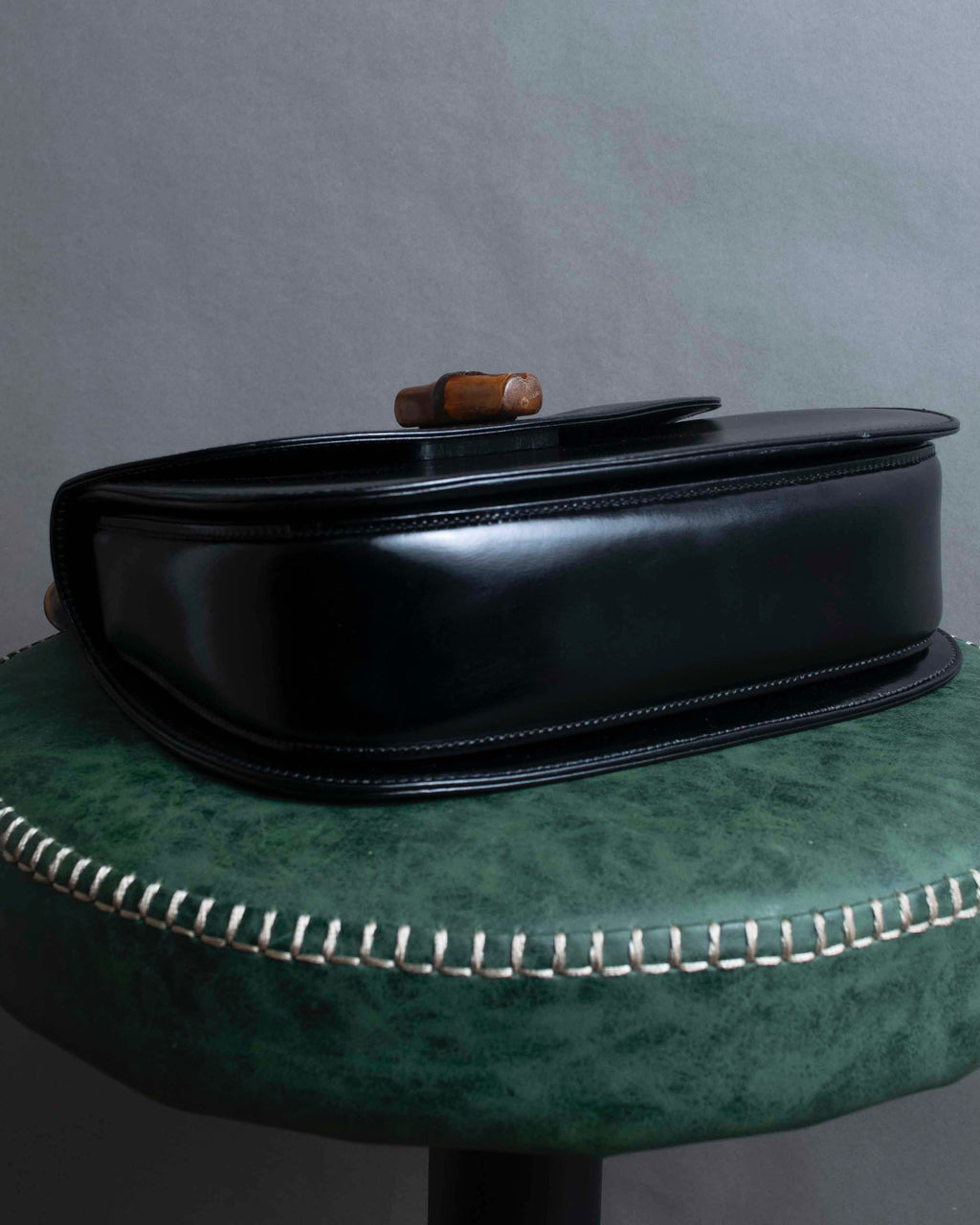 "GUCCI" Black leather bamboo handbag