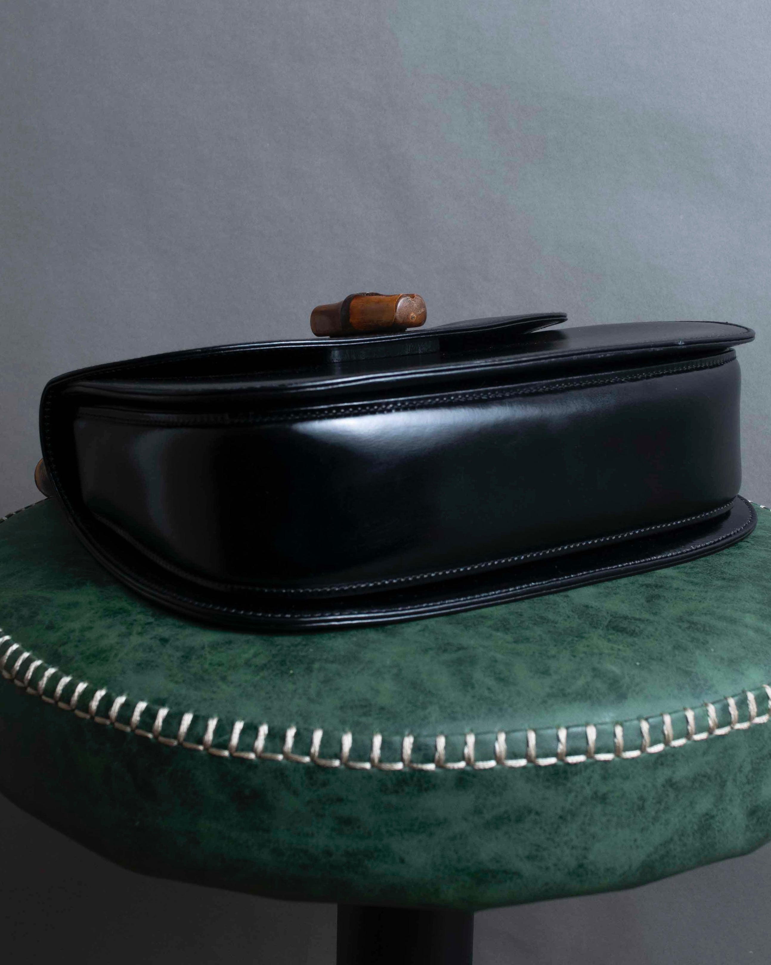 "GUCCI" Black leather bamboo handbag