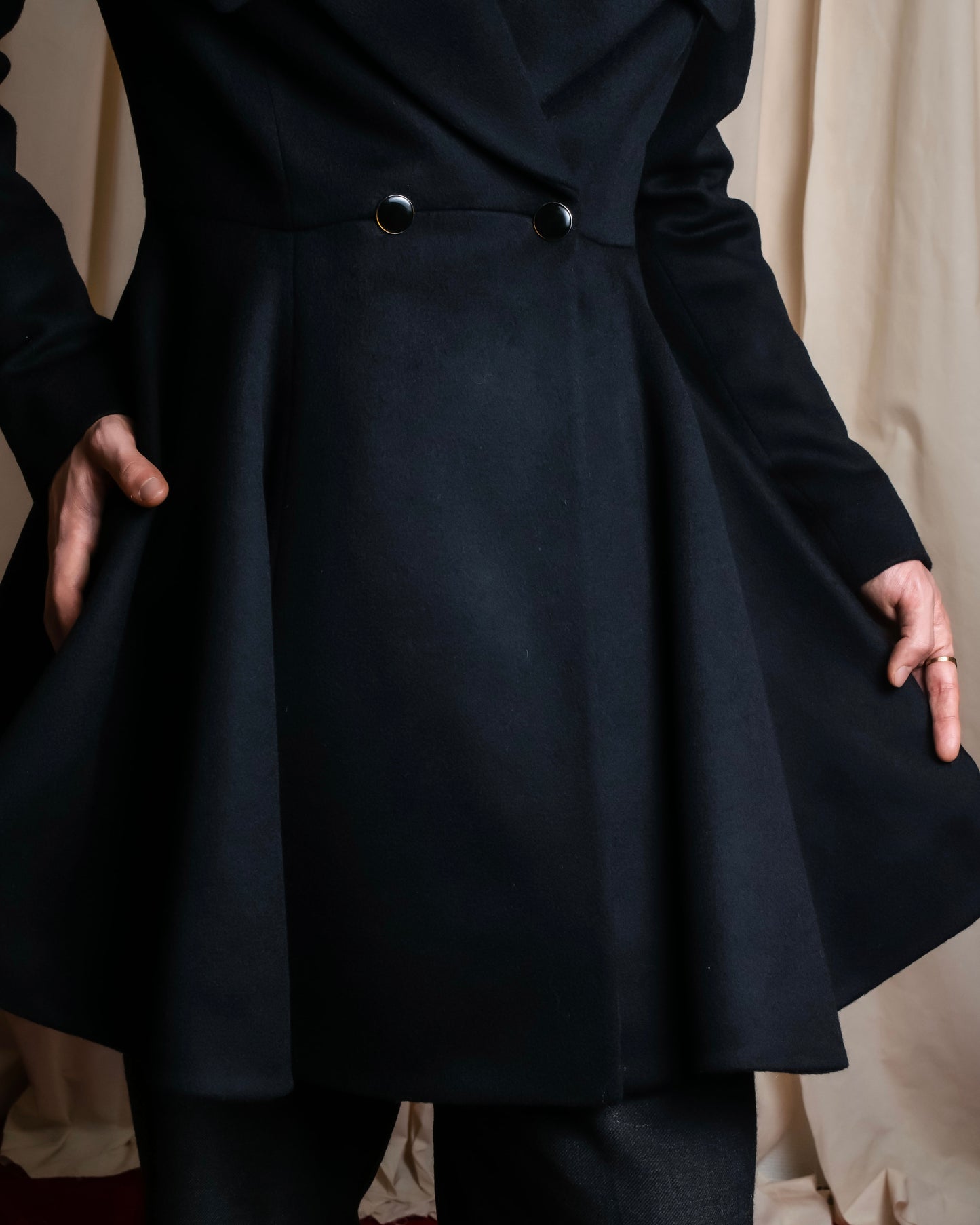 "Alexandar McQueen" Sarah Burton period large lapel double-breasted oversized mid length coat