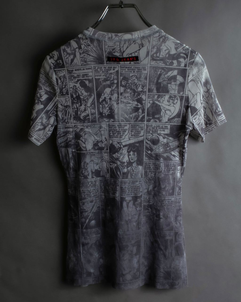 "JEAN PAUL GAULTIER JEANS" American comic book motif sheer short length pullover