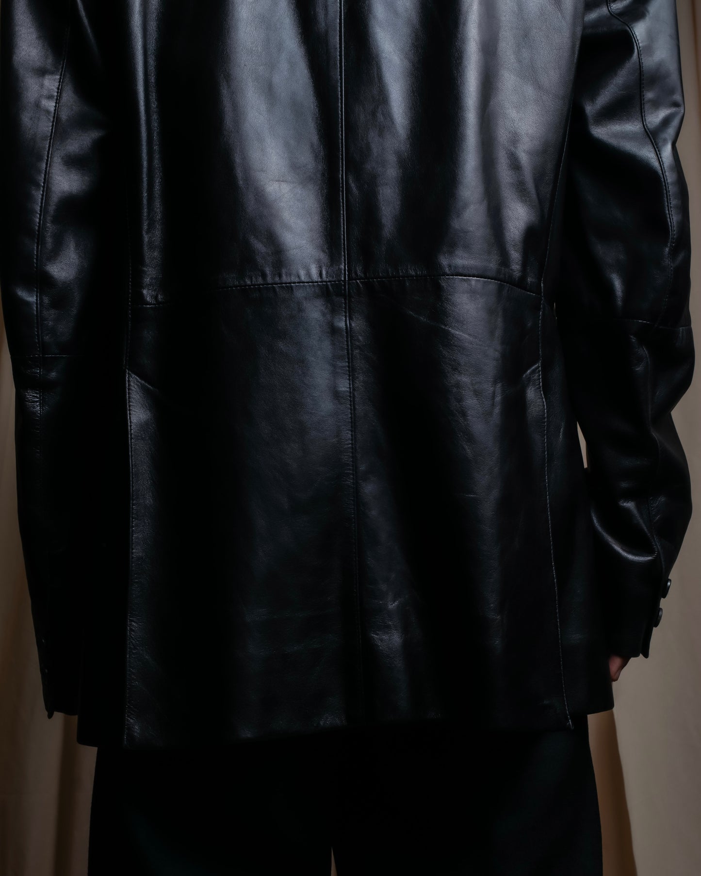 "PRADA" Oversized switched design leather tailored jacket