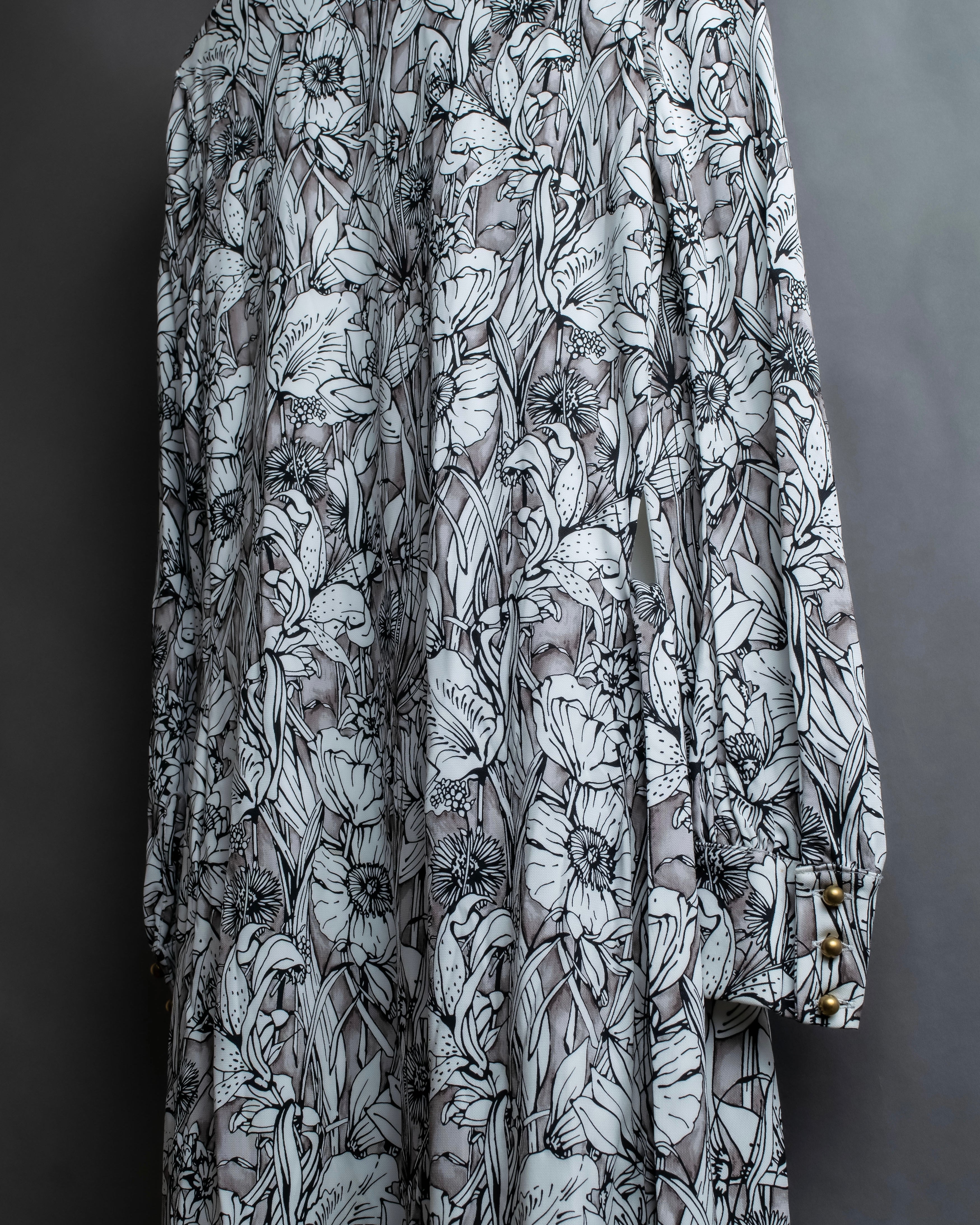 "GUCCI" Monotone floral print wrap dress