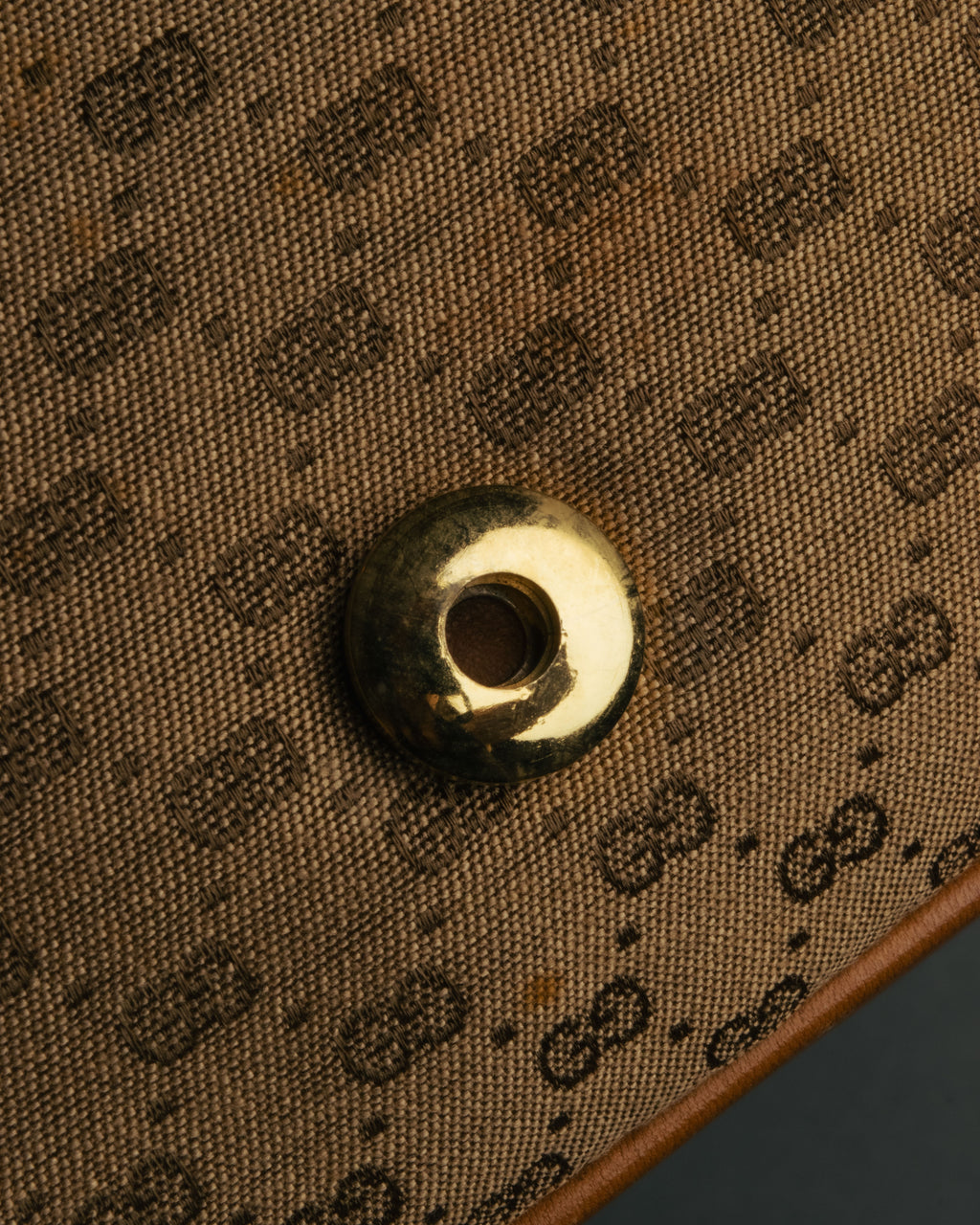 "GUCCI" 70's-80's Micro GG monogram canvas shoulder bag with stirrup hardware