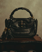 –SPECIAL– "GUCCI" 10's Embellished bamboo leather handbag