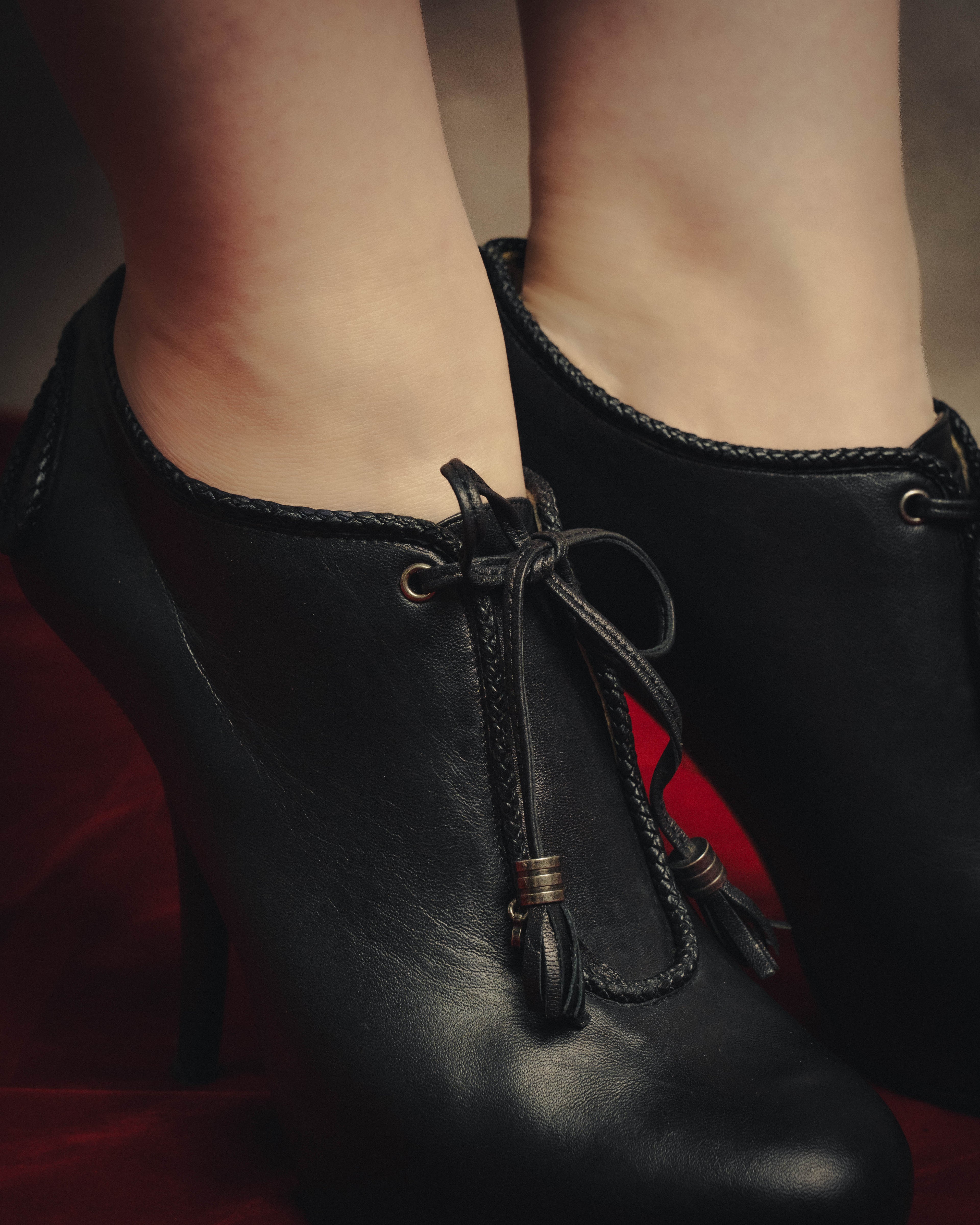 -SPECIAL- “Christian Dior” 00’s Ornate metal heel lace-up ankle boots