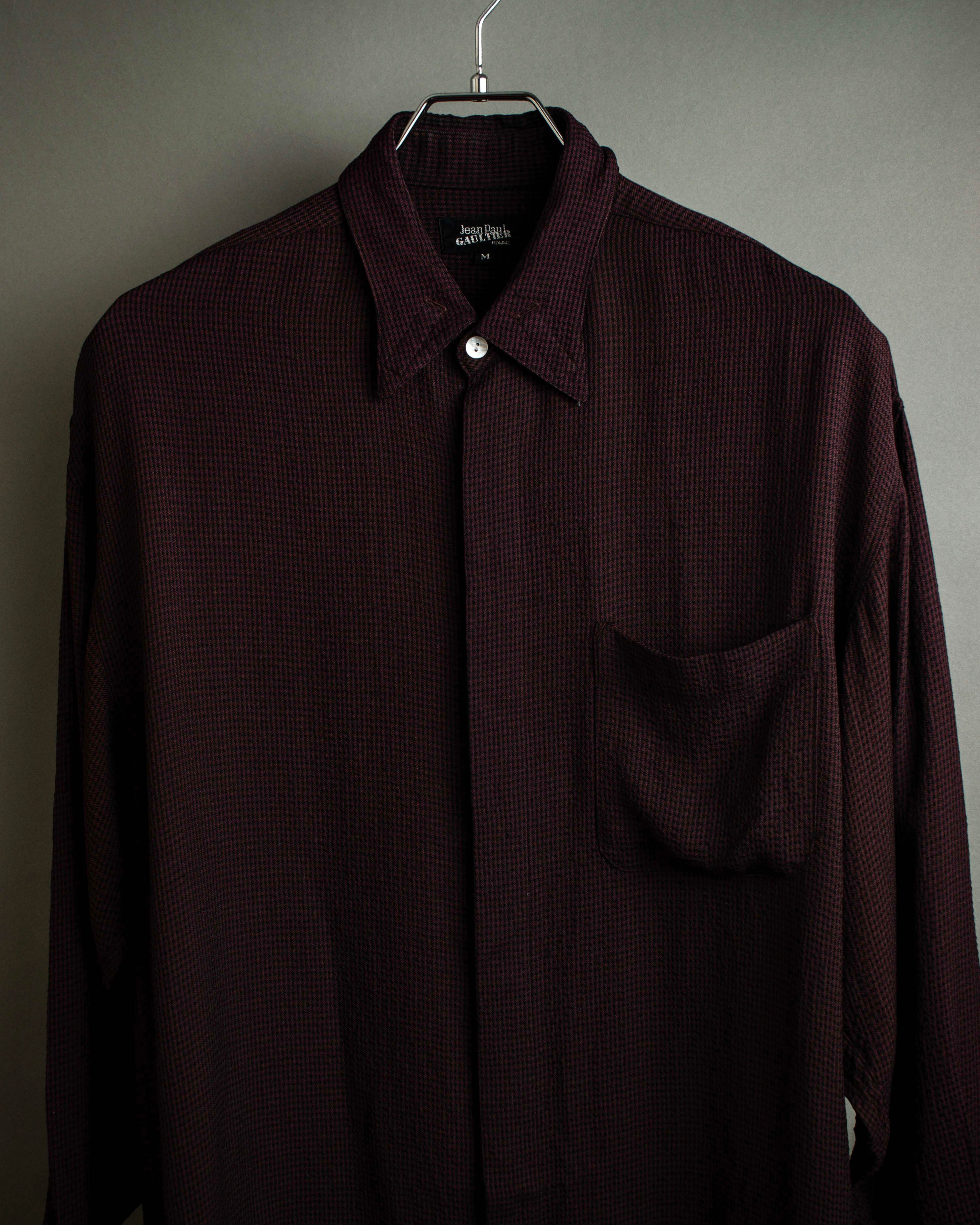"JEAN PAUL GAULTIER" Draping form burgundy shirt
