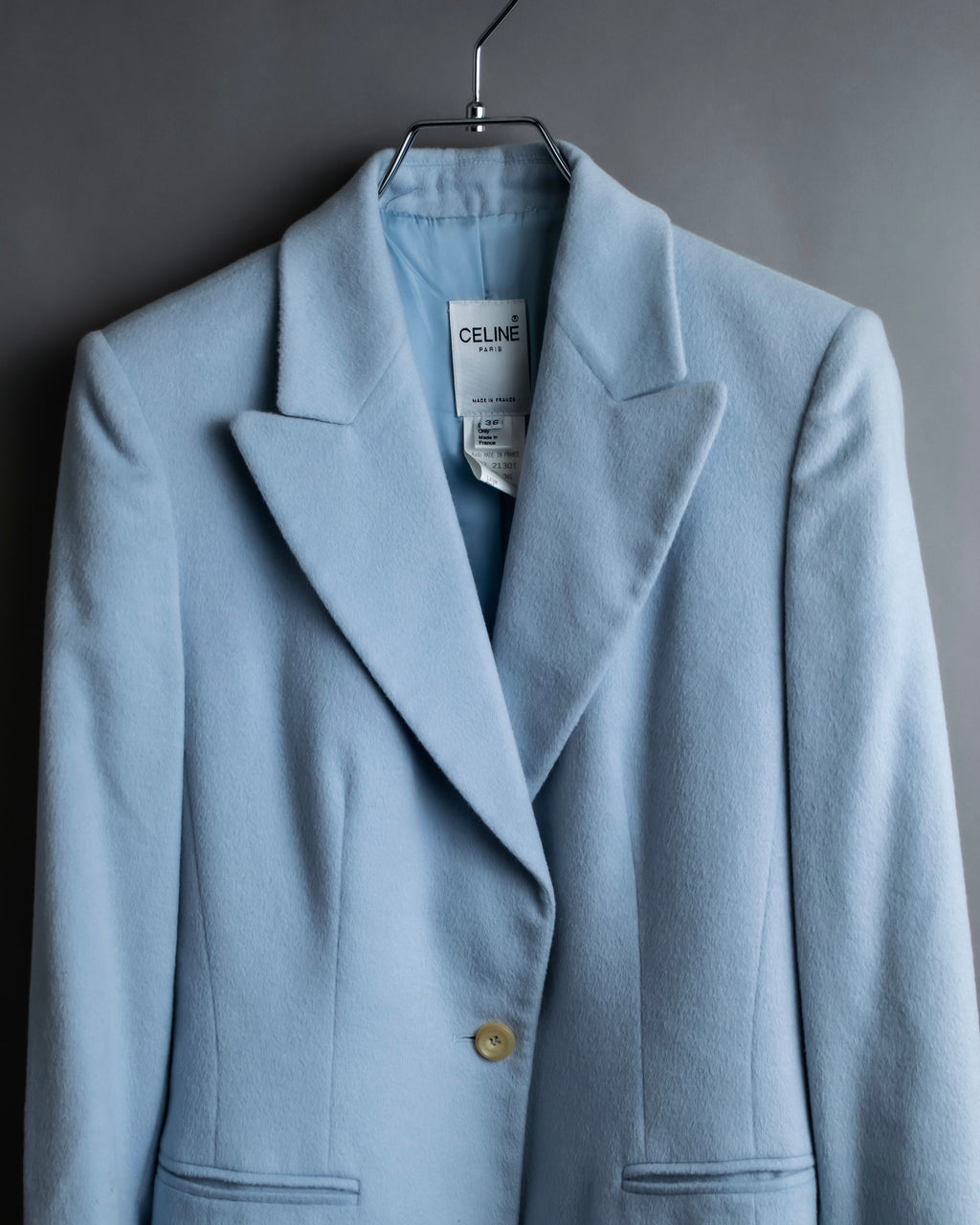 “CELINE “ beautiful shaped sky blue tailored jacket