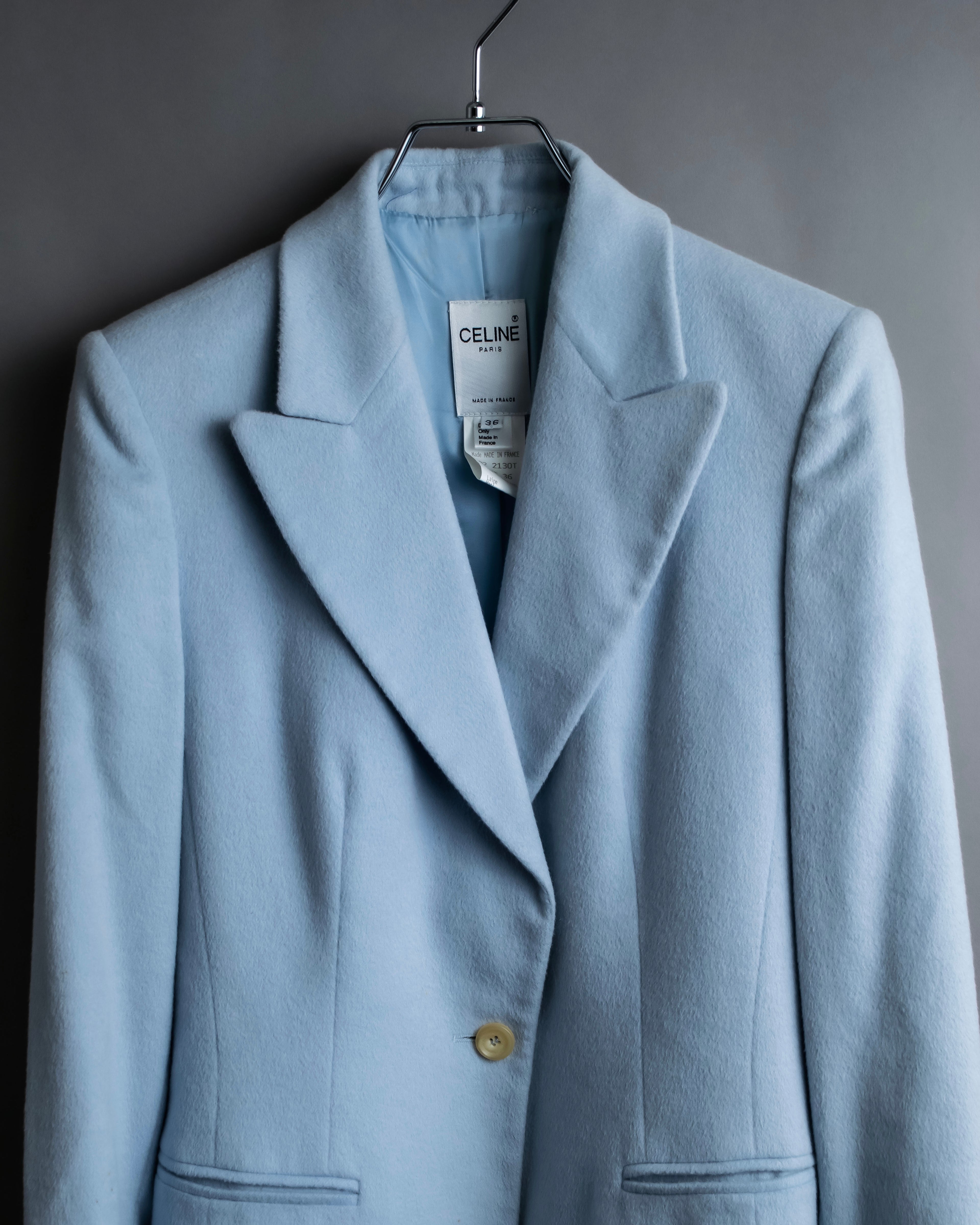 “CELINE “ beautiful shaped sky blue tailored jacket