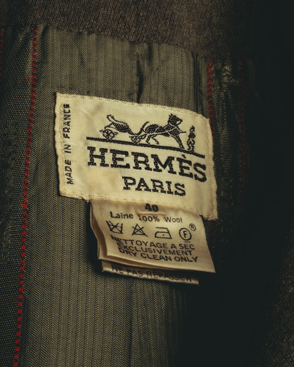 –SPECIAL– "Hermès" 70's-80's Equestrian wool tailored jacket