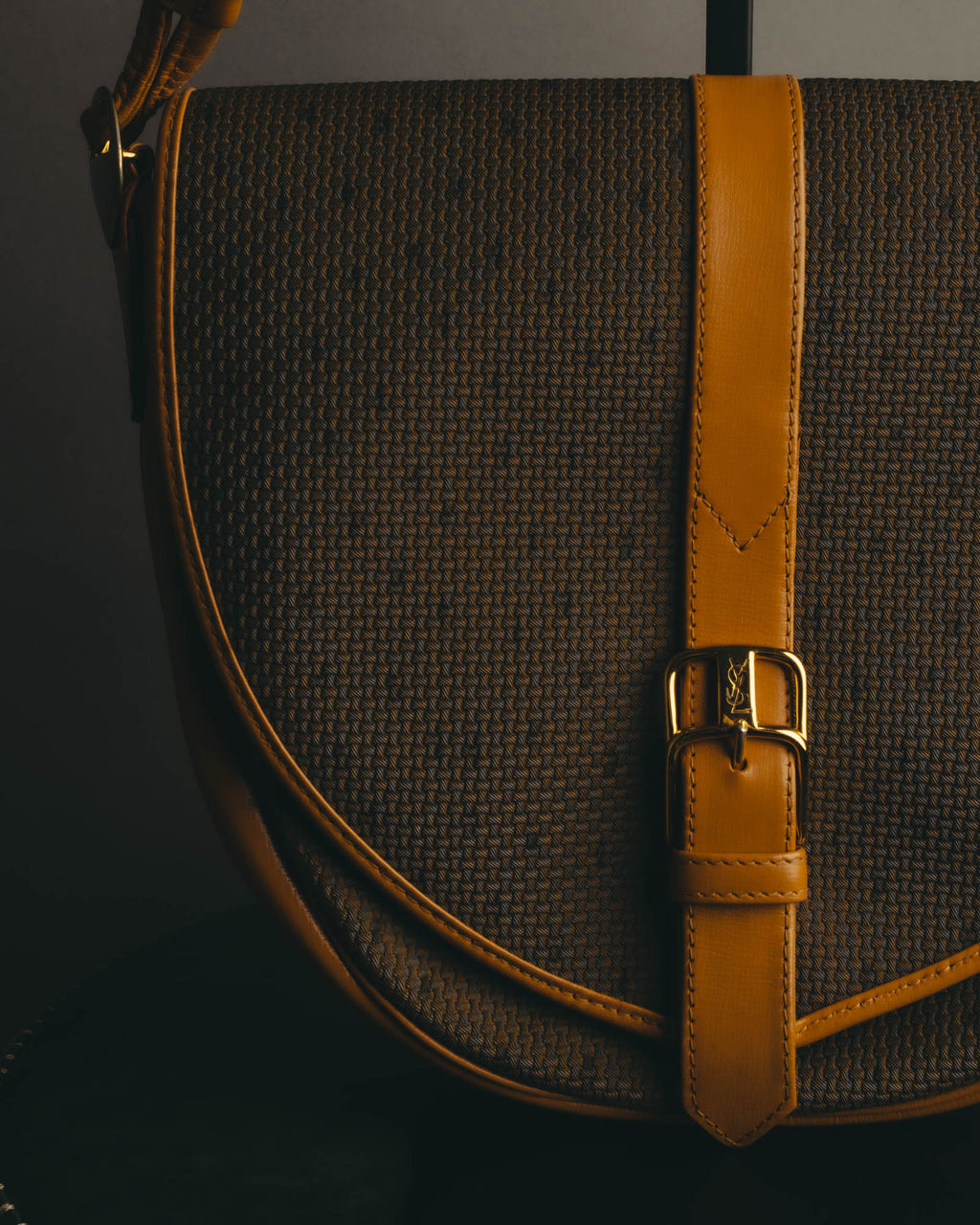 "Yves Saint Laurent" 70's-90's Woven leather shoulder bag