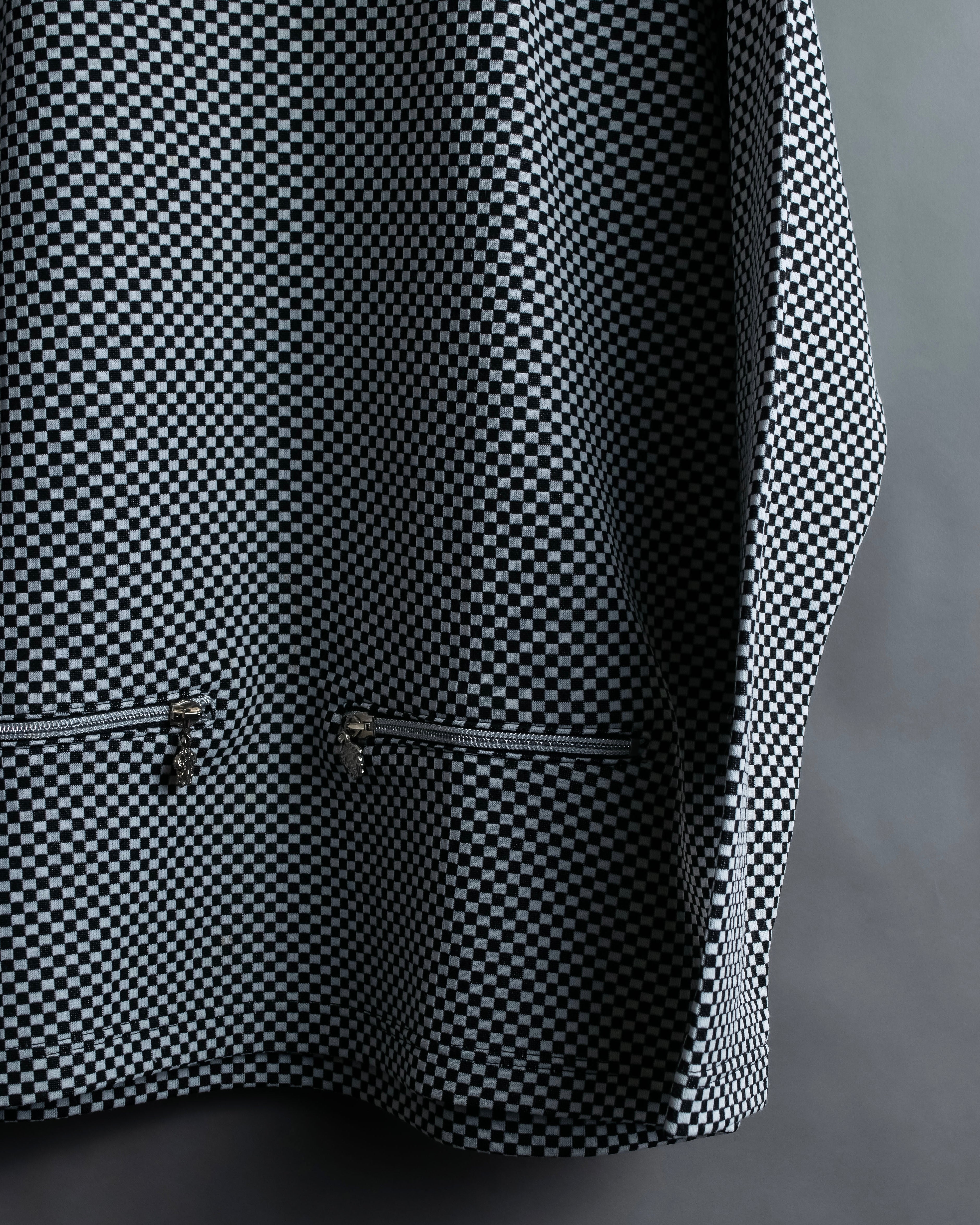 “VERSACE” checkered pattern zip pocket pull over