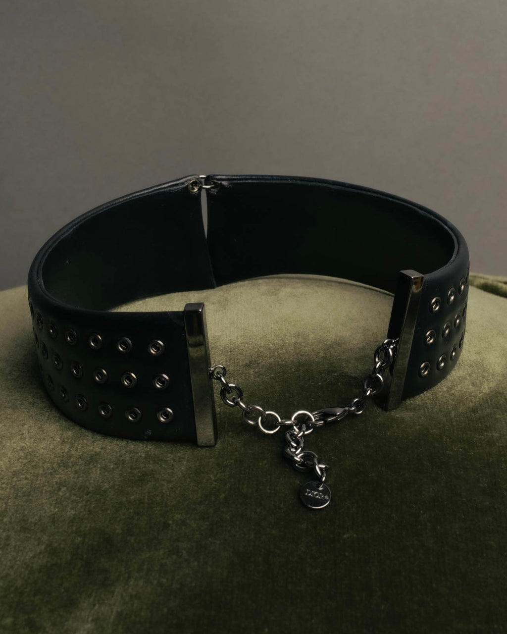 –SPECIAL– "Christian Dior" Late 2000s-2020s Eyelet leather choker necklace