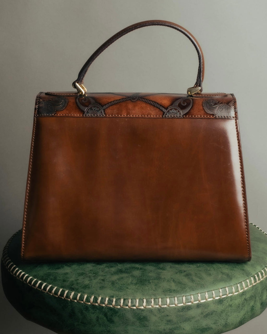 “Catsbro” 00’s-10’s Patinated equestrian leather handbag