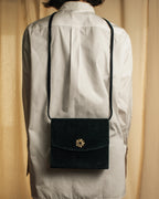 "Salvatore Ferragamo" Antique jewelry motif design velvet shoulder bag