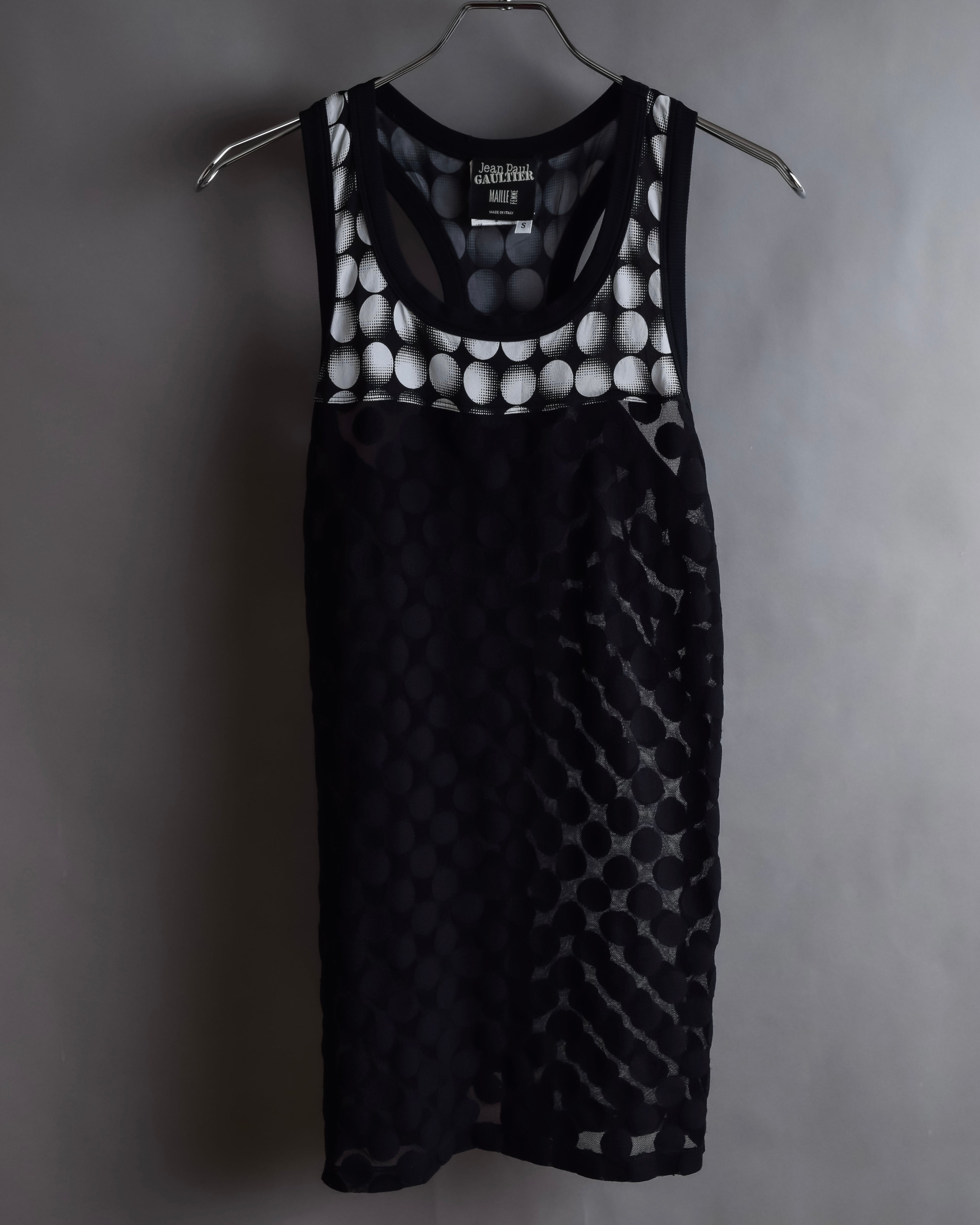 "JEAN PAUL GAULTIER MAILLE FEMME" Layered dot illusion mesh dress