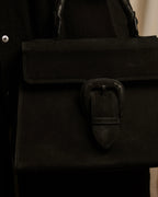 "JEAN PAUL GAULTIER" Front clasp design suede leather hand bag