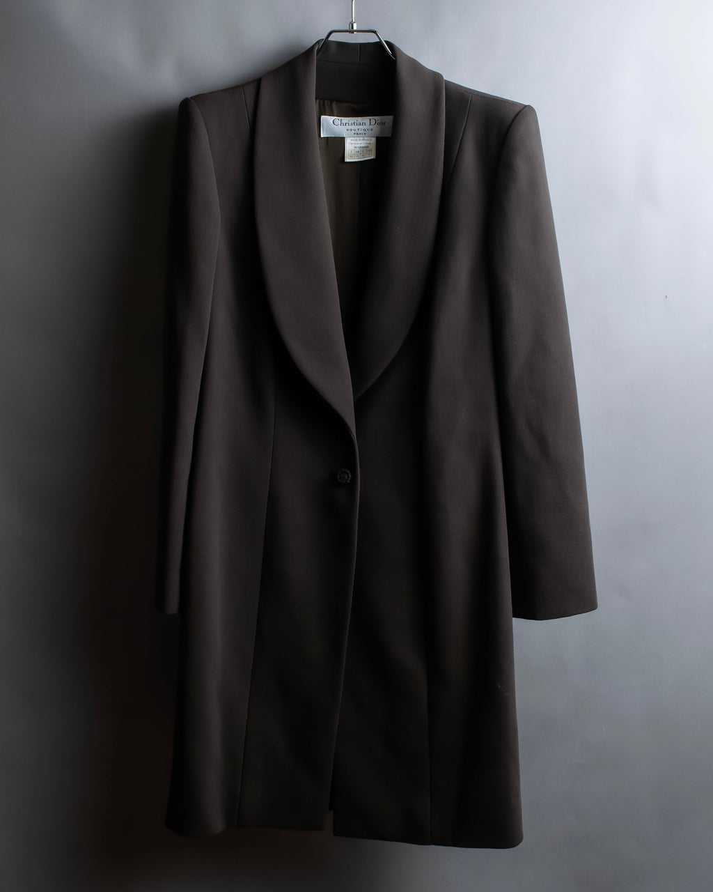 "Christian Dior Boutique Paris" Beautiful waist-shape shawl collar long coat