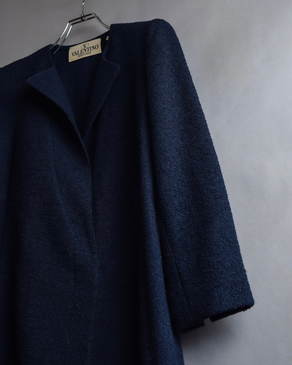 "VALENTINO" Wool boucle concealed front tailored jacket