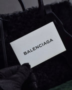 "BALENCIAGA" Padlock design shearling leather bag