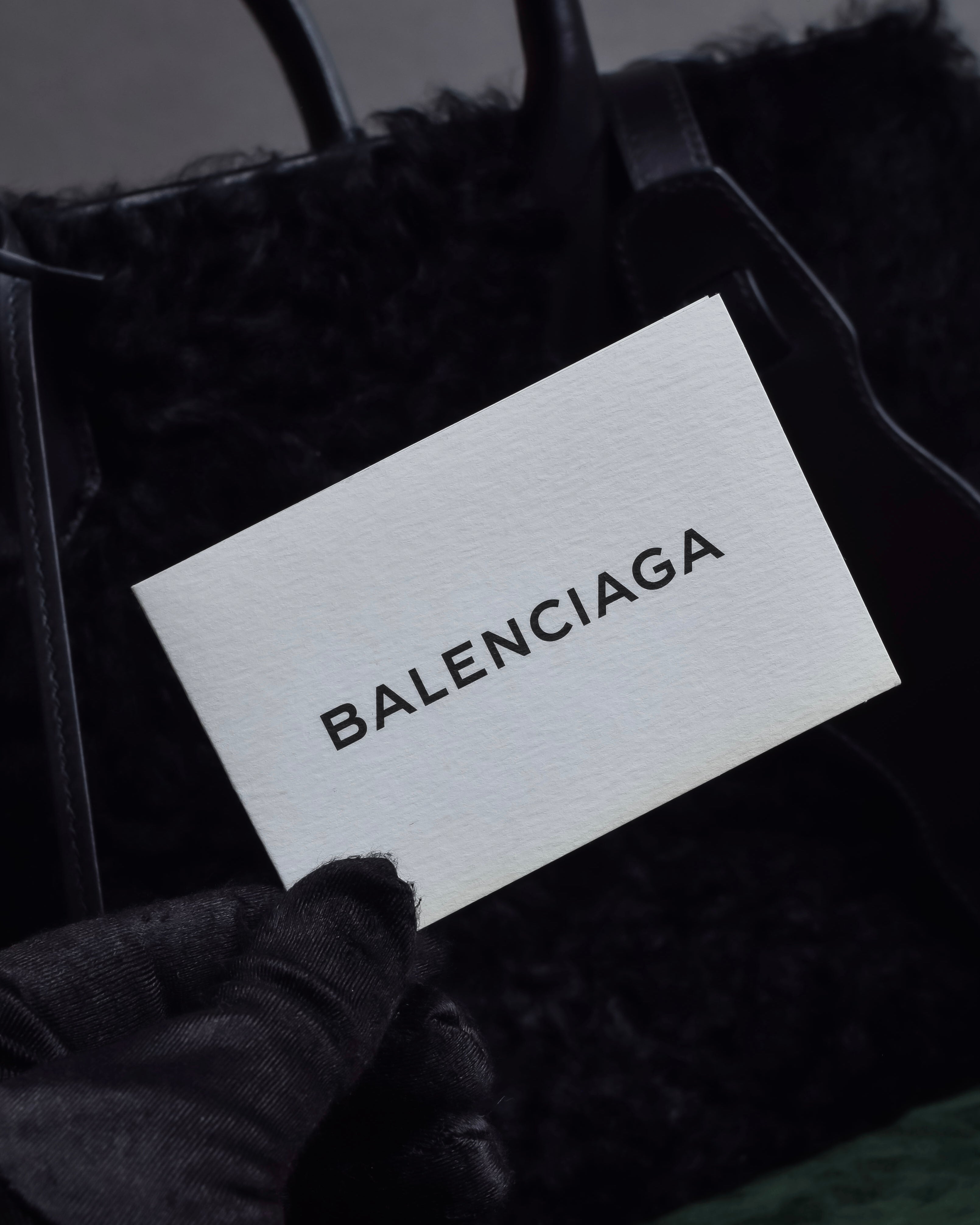 "BALENCIAGA" Padlock design shearling leather bag