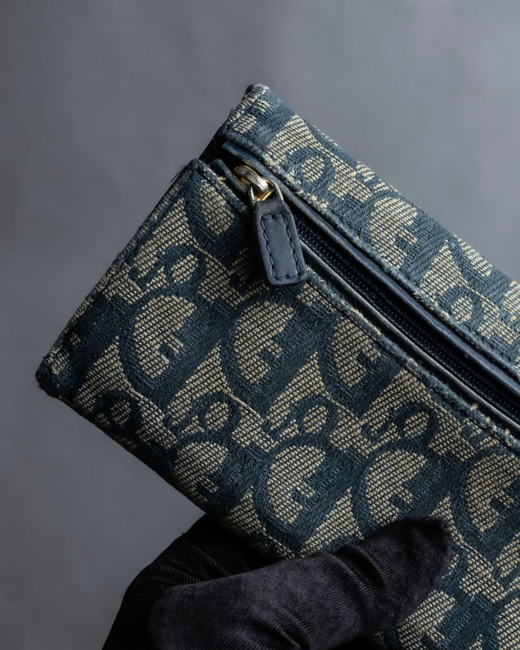 "Christian Dior" Trotter canvas logo engraved long wallet