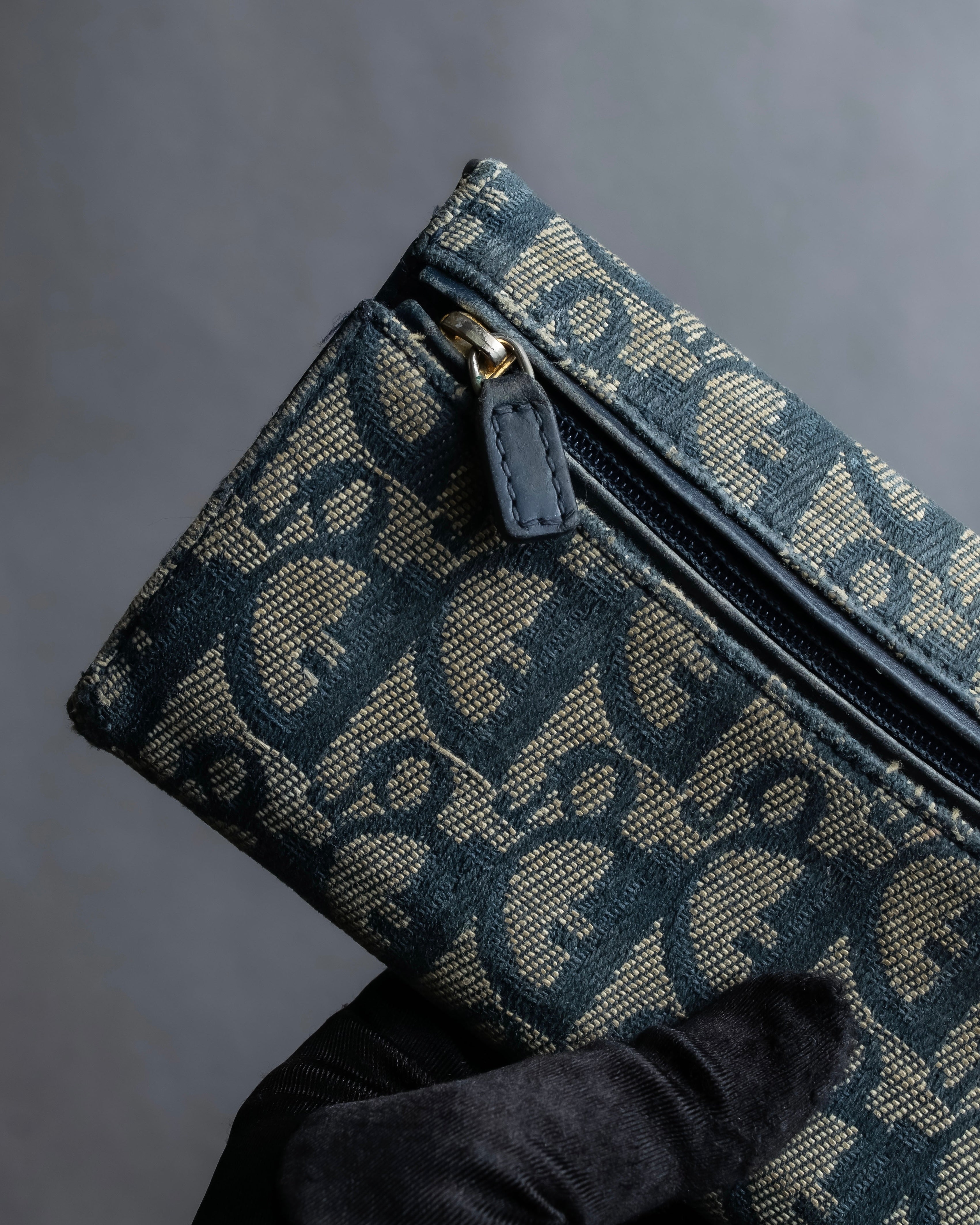 "Christian Dior" Trotter canvas logo engraved long wallet