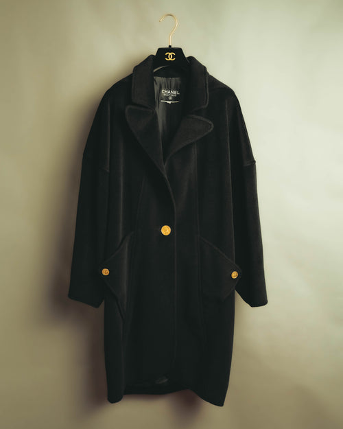 -SPECIAL- "CHANEL" 80's-90's Cambon button oversized long coat
