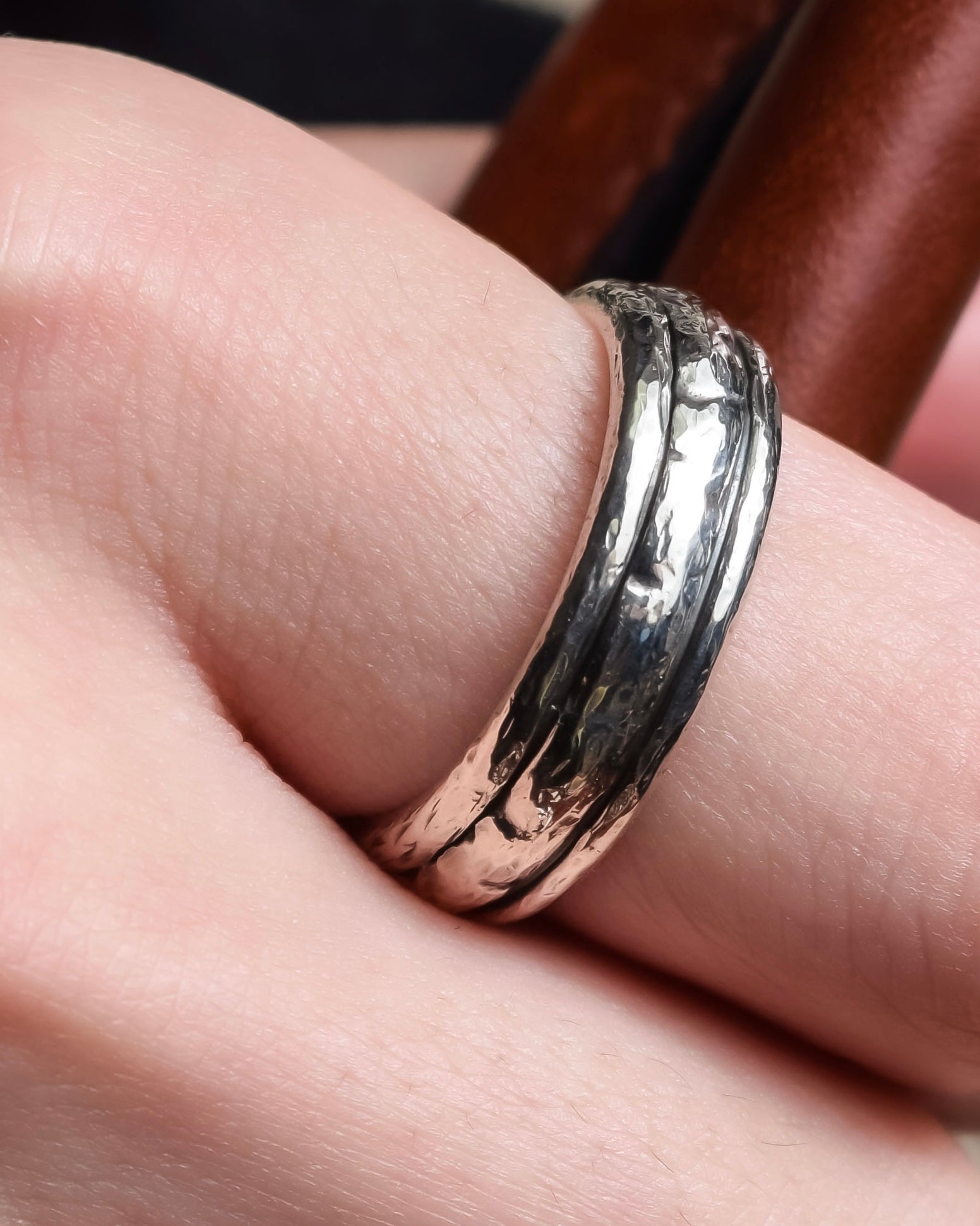 "GEORG JENSEN" Hammered silver signature ring