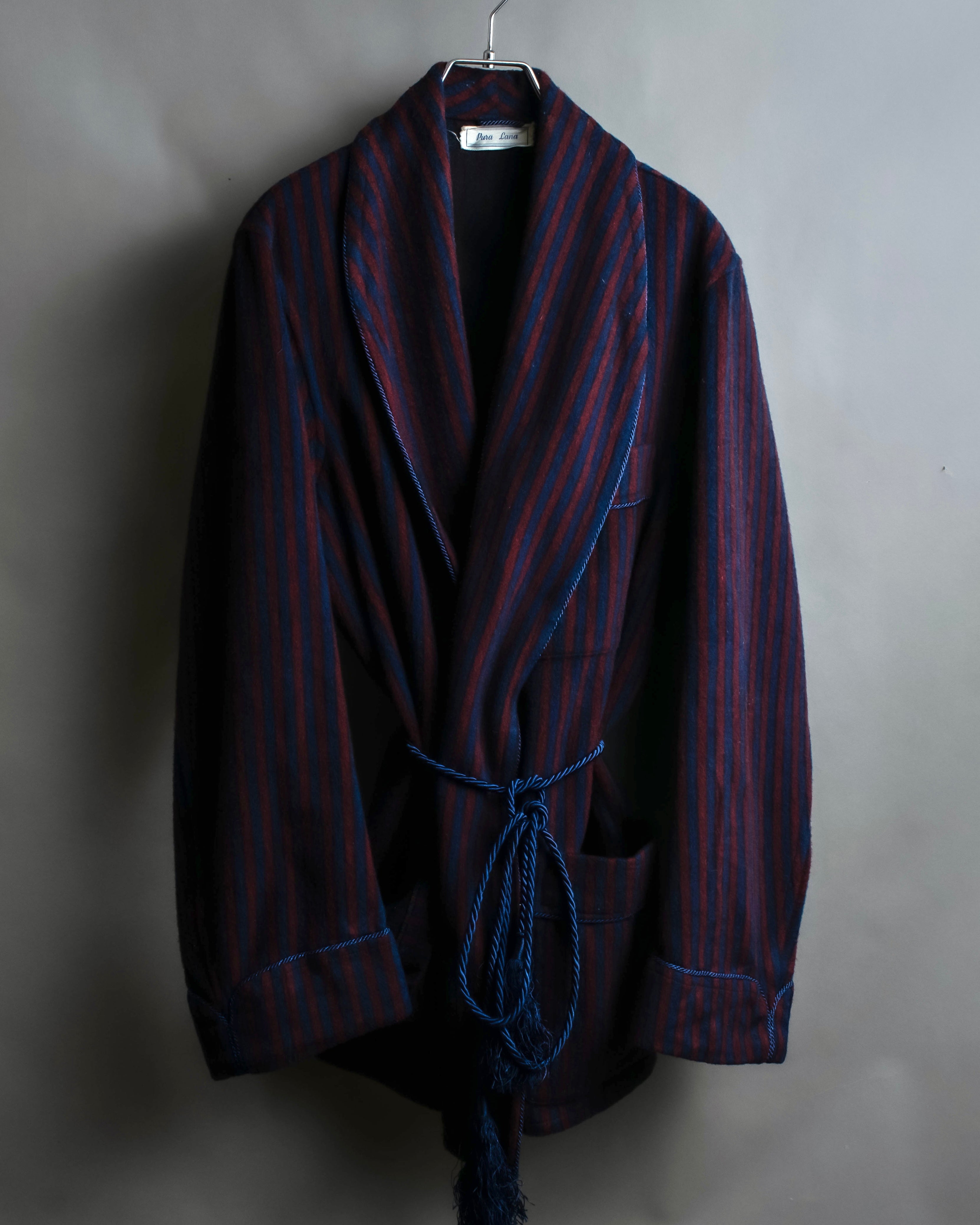 "Vintage striped waist belt design gown coat"