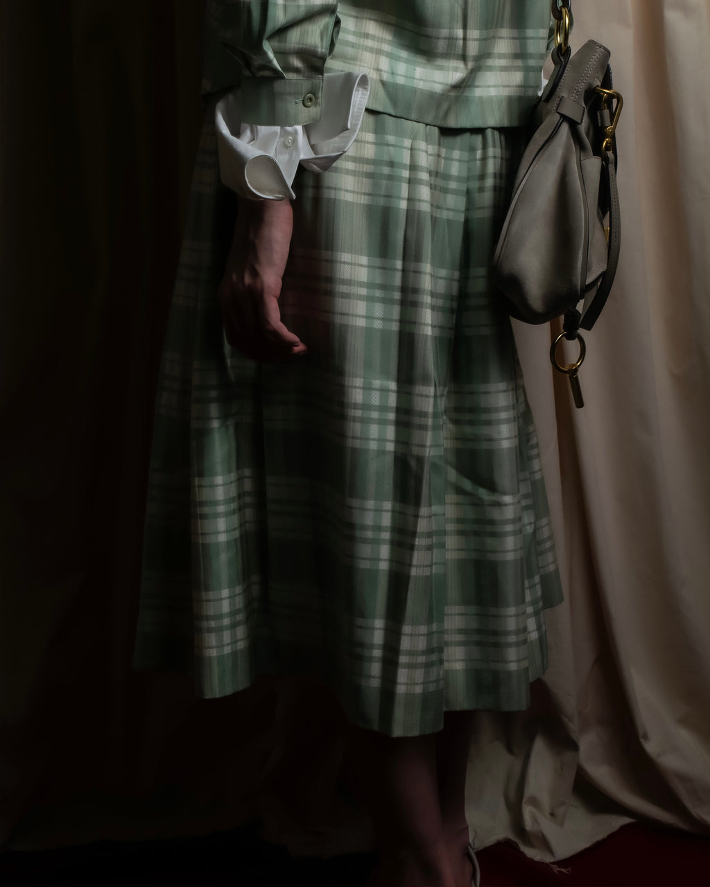 "BURBERRYS" Mint green check pattern skirt type set up