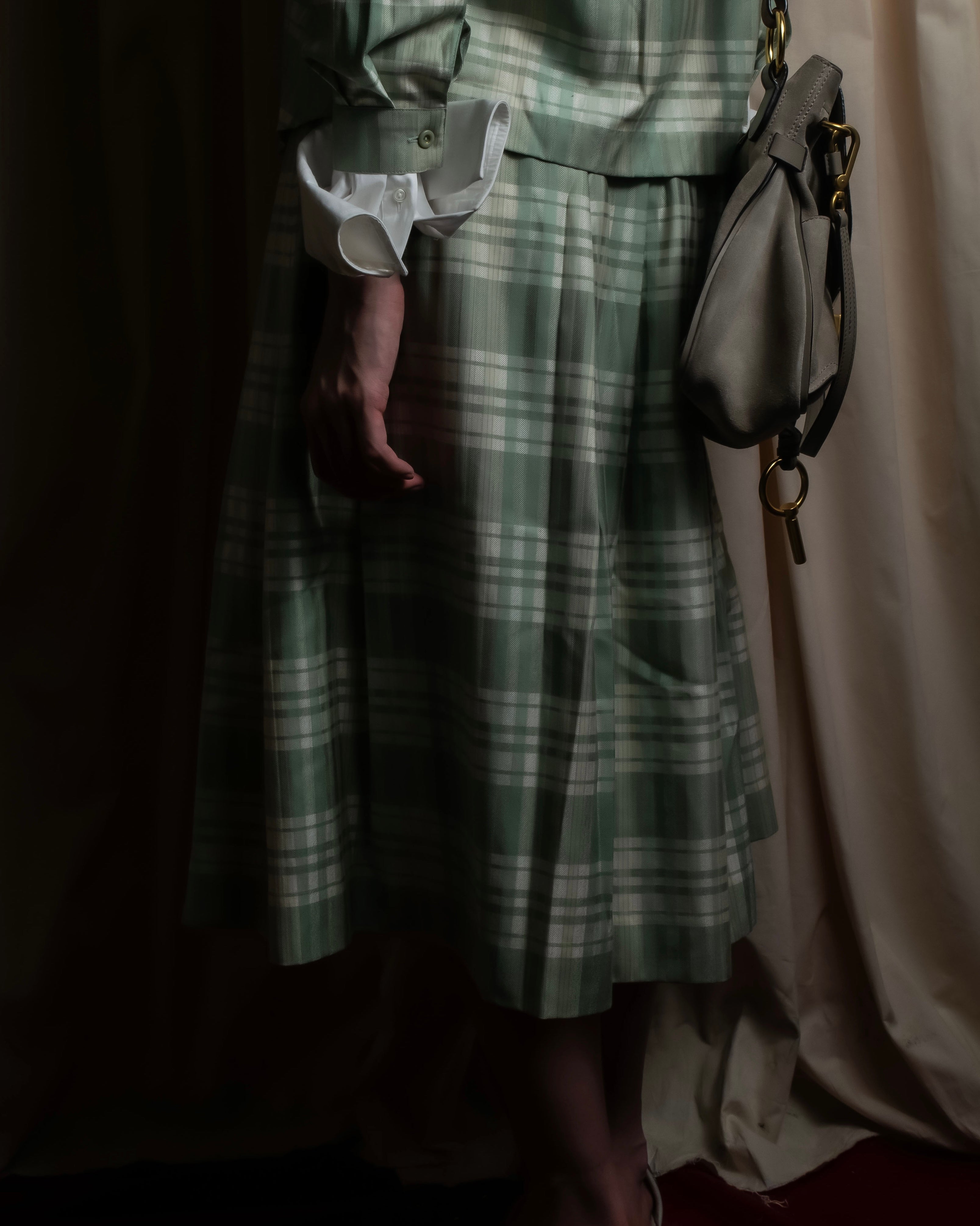 "BURBERRYS" Mint green check pattern skirt type set up