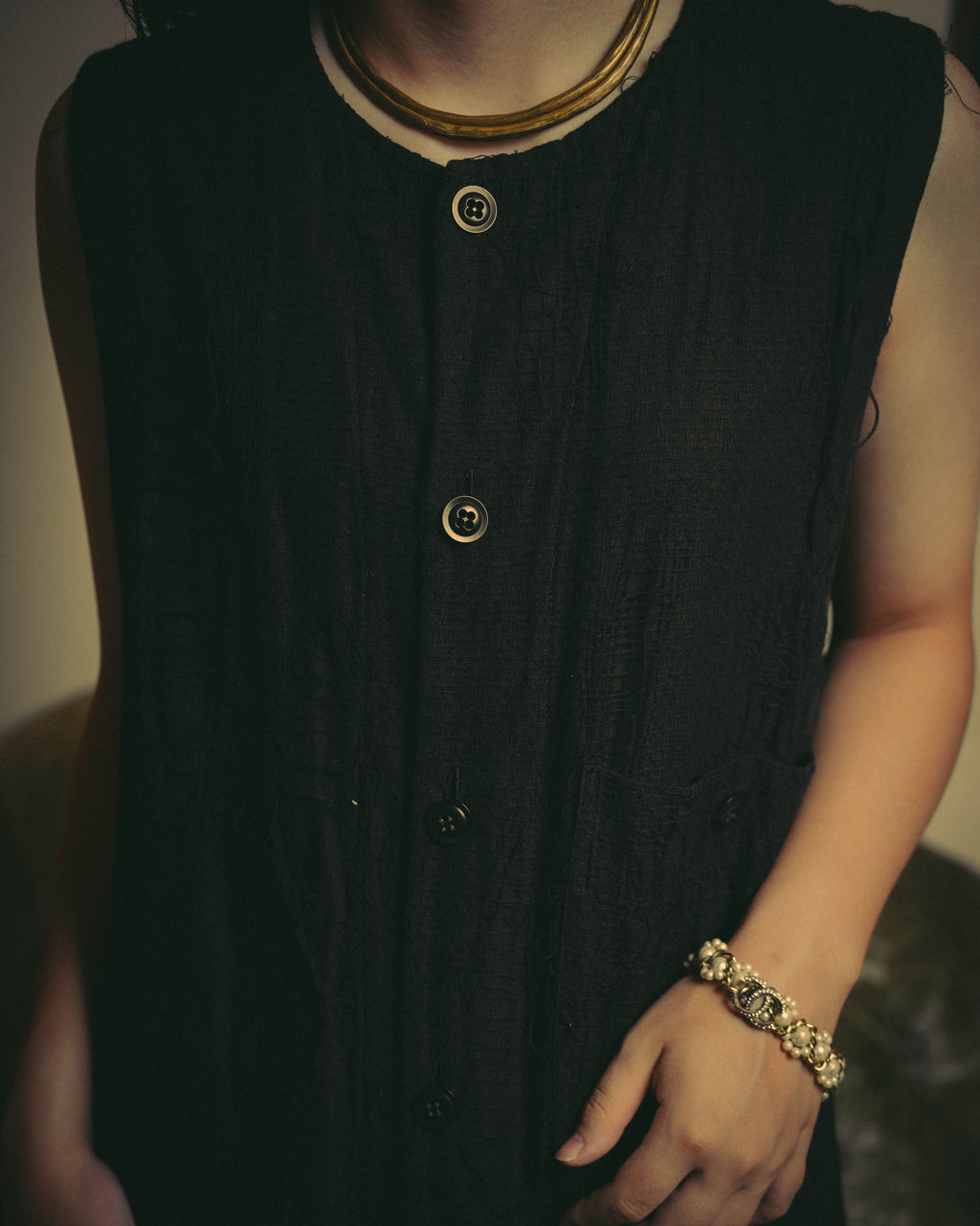 -SPECIAL- "Y's" 21SS Textured sleeveless long vest