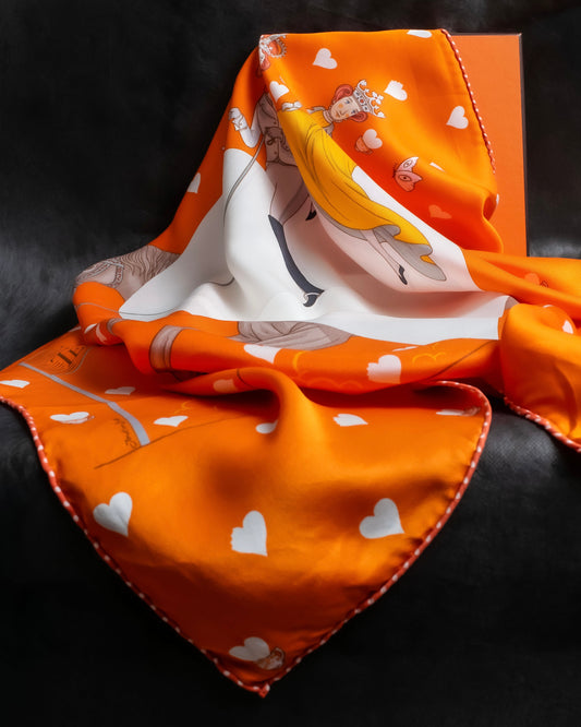 "HERMES" Romantic pattern tea time carre 65 scarf