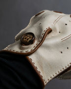 "HERMES" Dot perforation driving leather gloves