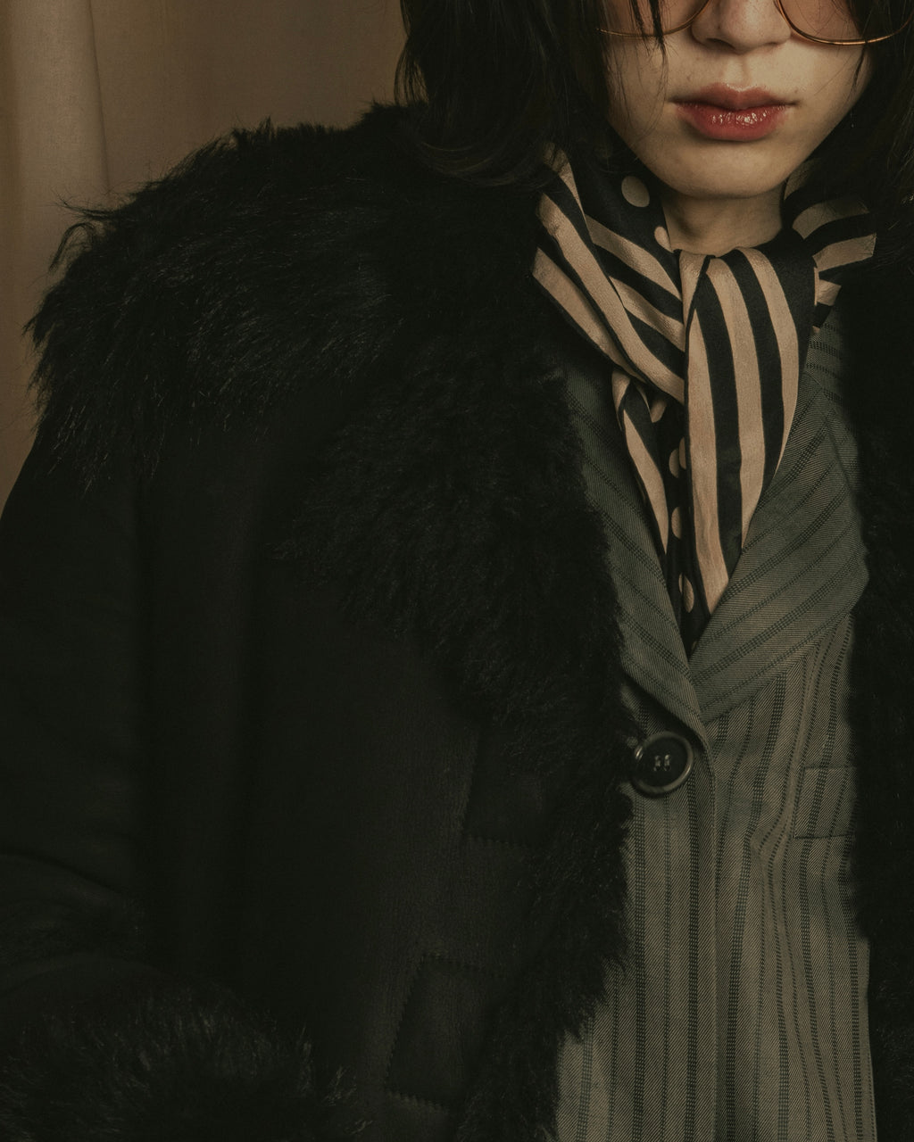 -SPECIAL- "GUCCI" 90's-00's Leather combination fur long coat