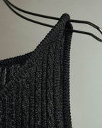 "Yves Saint Laurent" 80's-90's Metallic ribbed sleeveless knit top