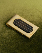 "Christian Dior" 70's-90's Gold tone striped inlay money clip